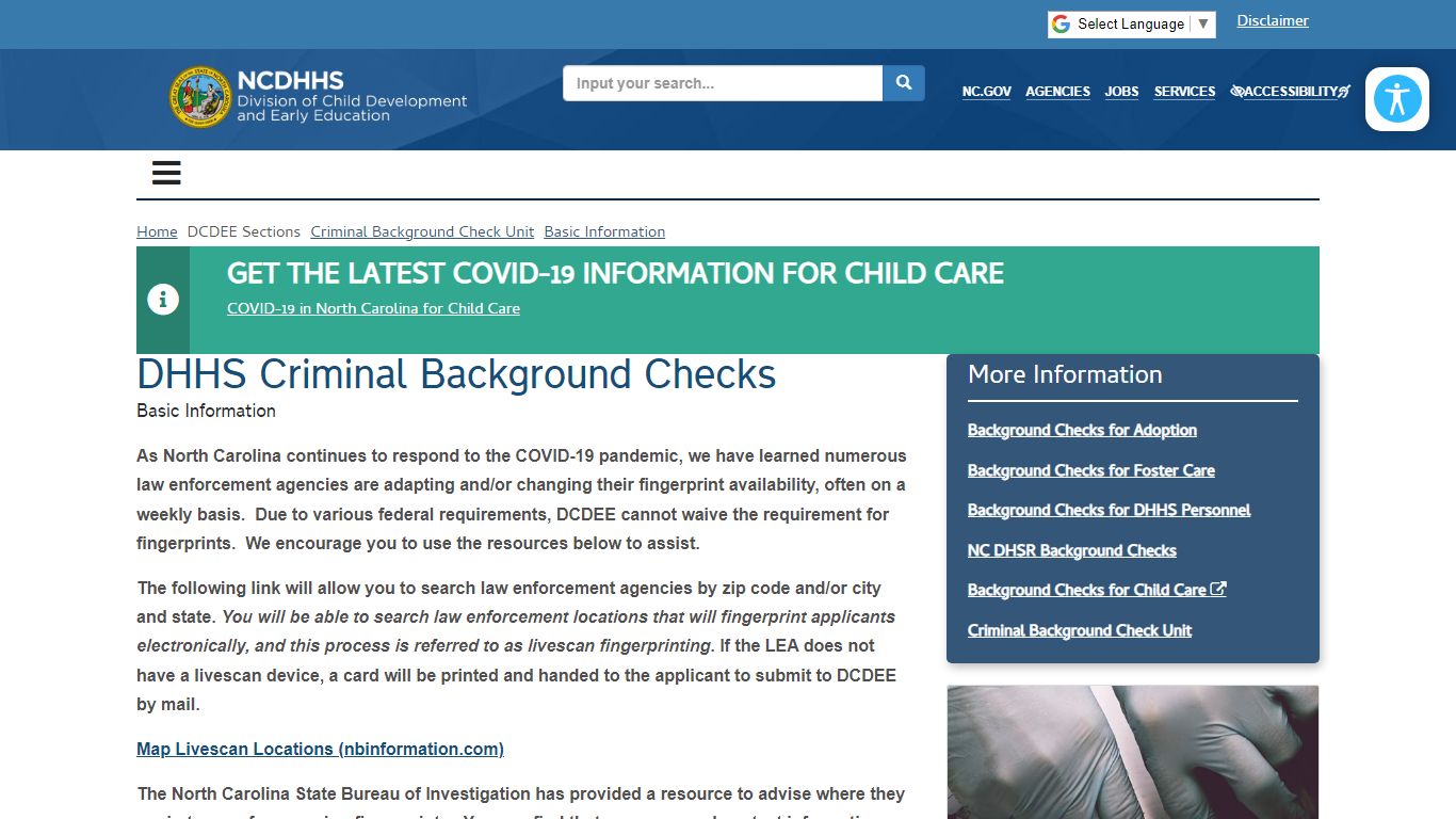 DHHS Criminal Background Checks - Basic Information